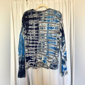 IRO Blue and Gray Tie-Dye Long Sleeve sweater Tee